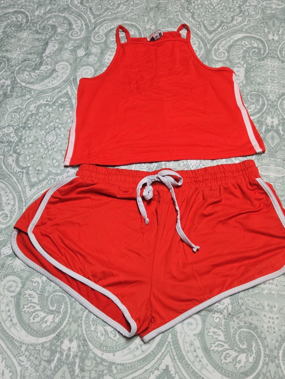 Red Women's Two-Piece Tank & Drawstring Shorts Sleep Set